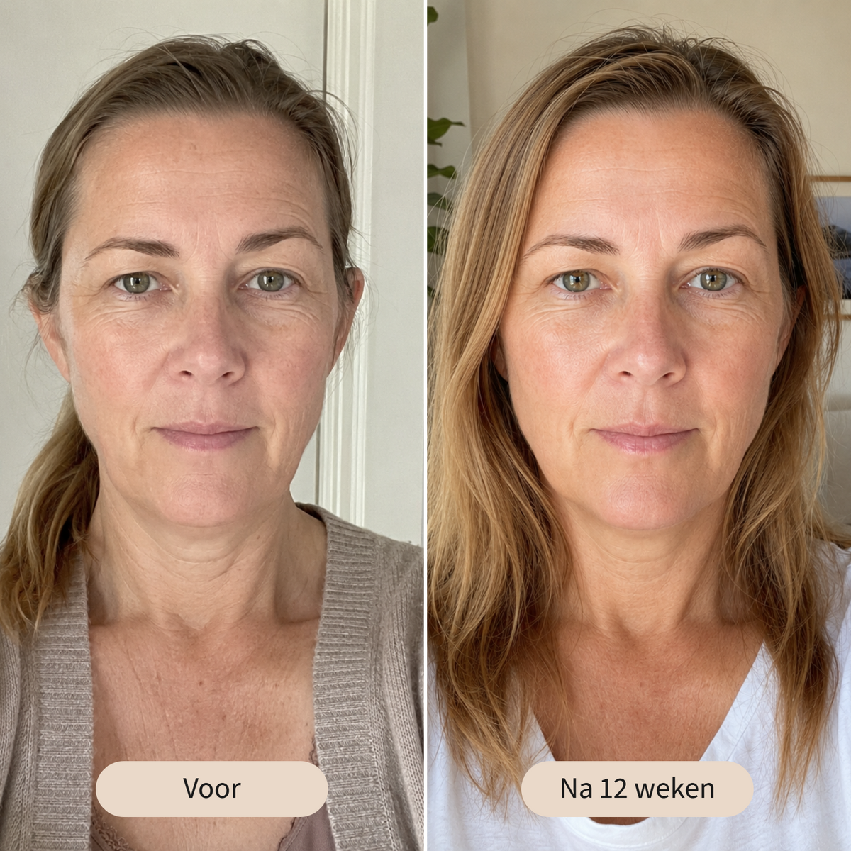Voor en na 4 weken dagelijks gebruik van Ritual Serum