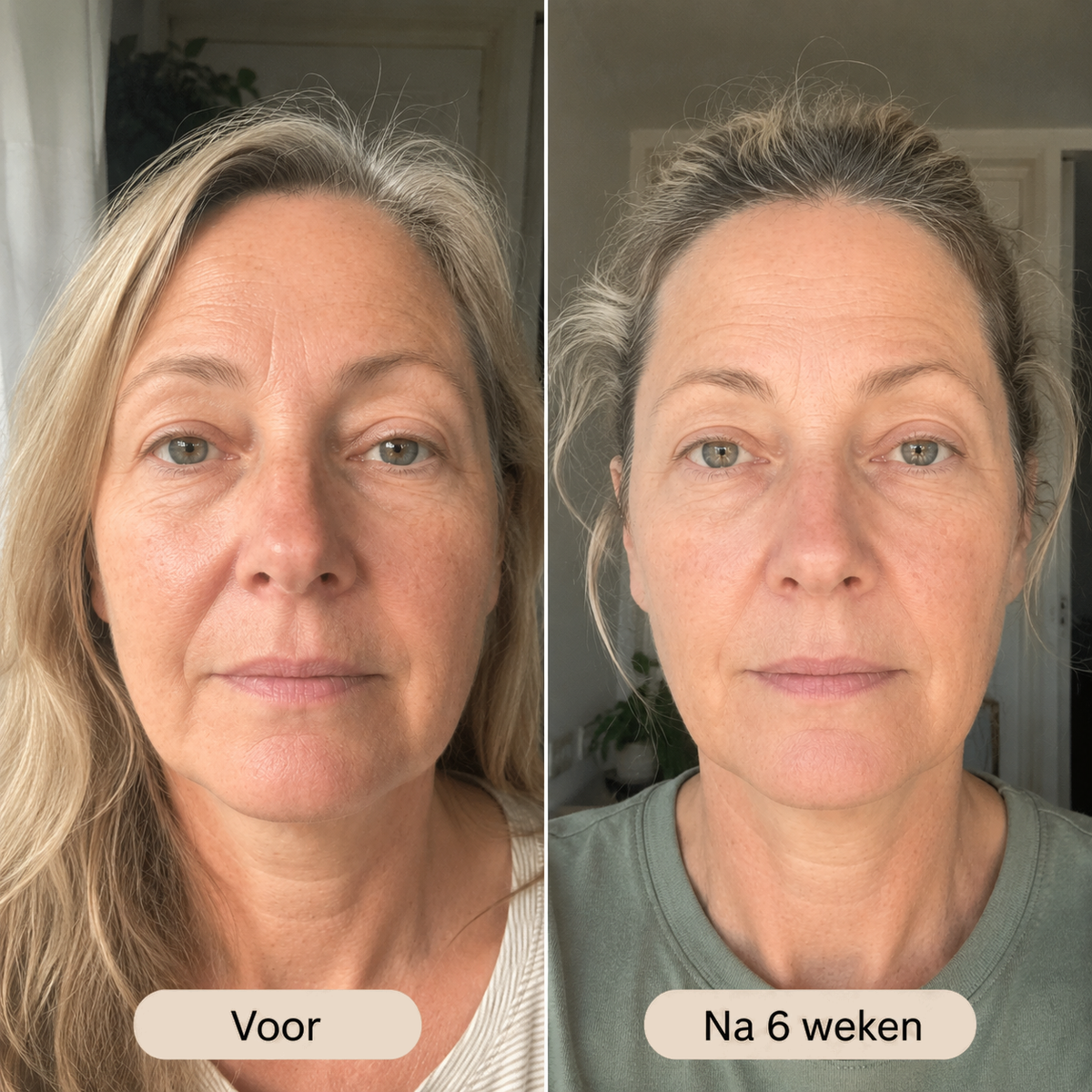 Voor en na 6 weken dagelijks gebruik van Ritual Serum